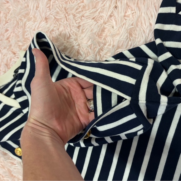 Striped navy and cream Zara knit cap sleeve tank blouse 👚 - Picture 3 of 5